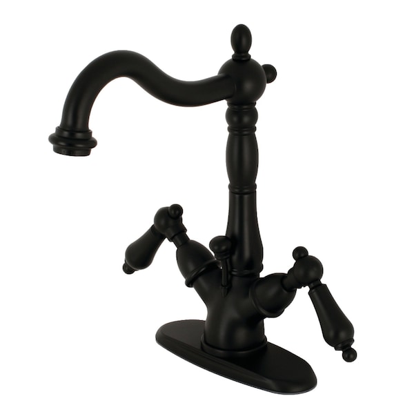Heritage 2-Handle Bathroom Faucet W/Brass Pop-Up & Cover Plate, Black